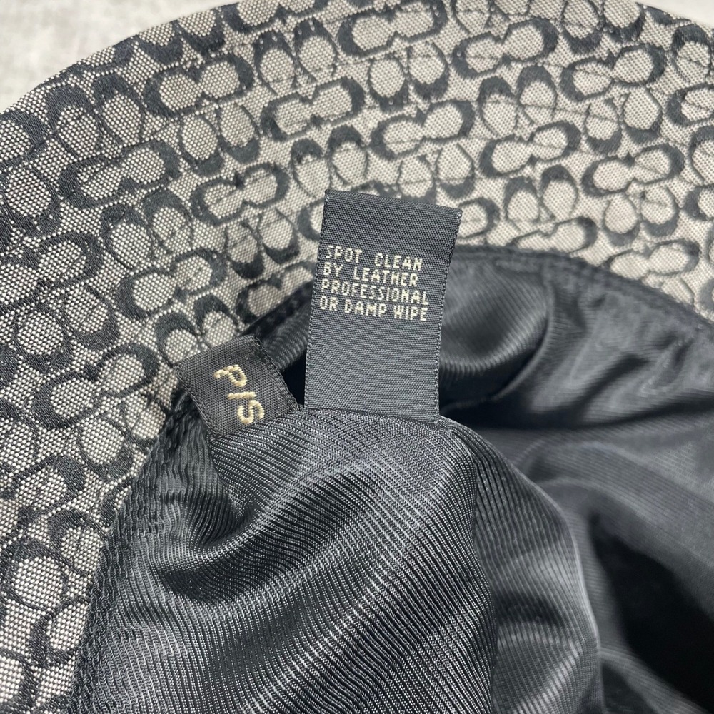 Coach Bucket Hat Size P/S Small Signature C Monogram Black Grey Leather Trim - Picture 7 of 12